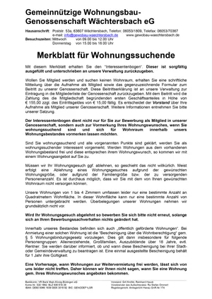 GeWoBau Wächtersbach - Merkblatt