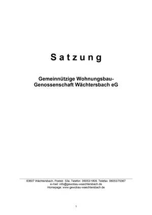 GeWoBau Wächtersbach - Satzung