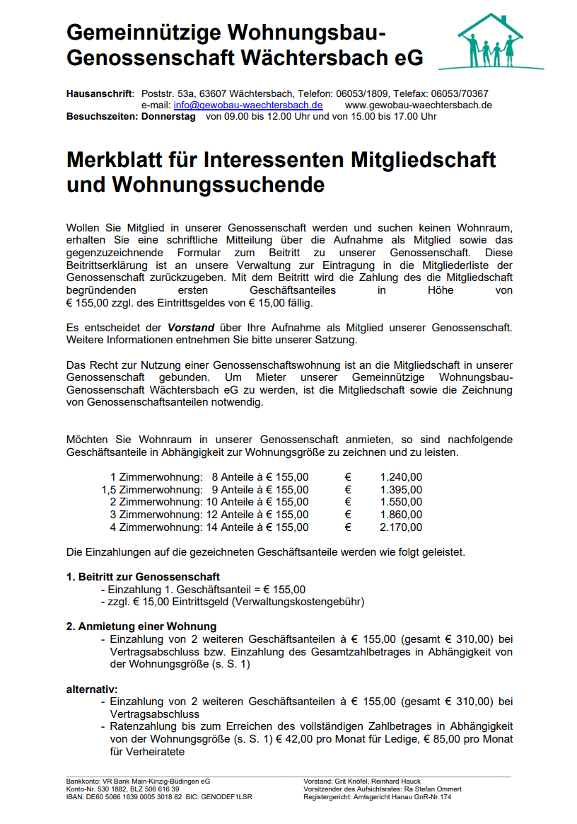 GeWoBau Wächtersbach - Merkblatt